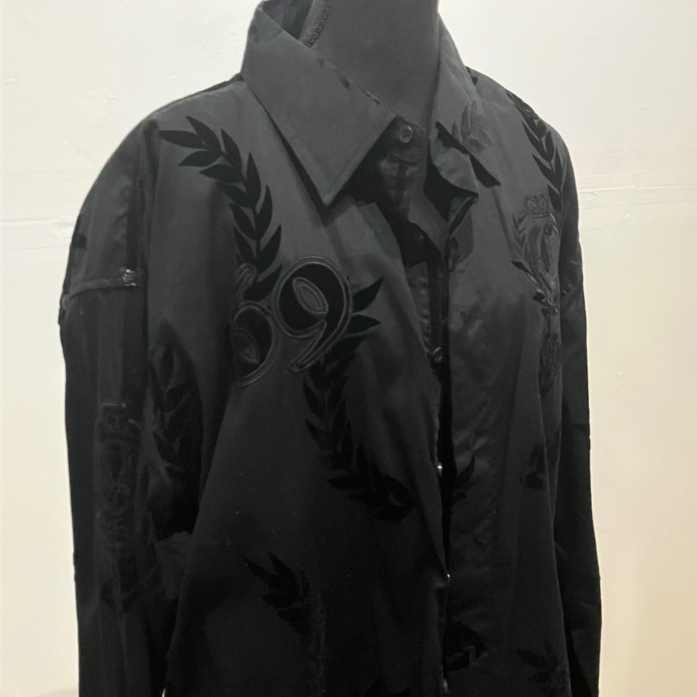 New COOGI black burnout, long sleeve button-down shirt - Picture 5 of 14